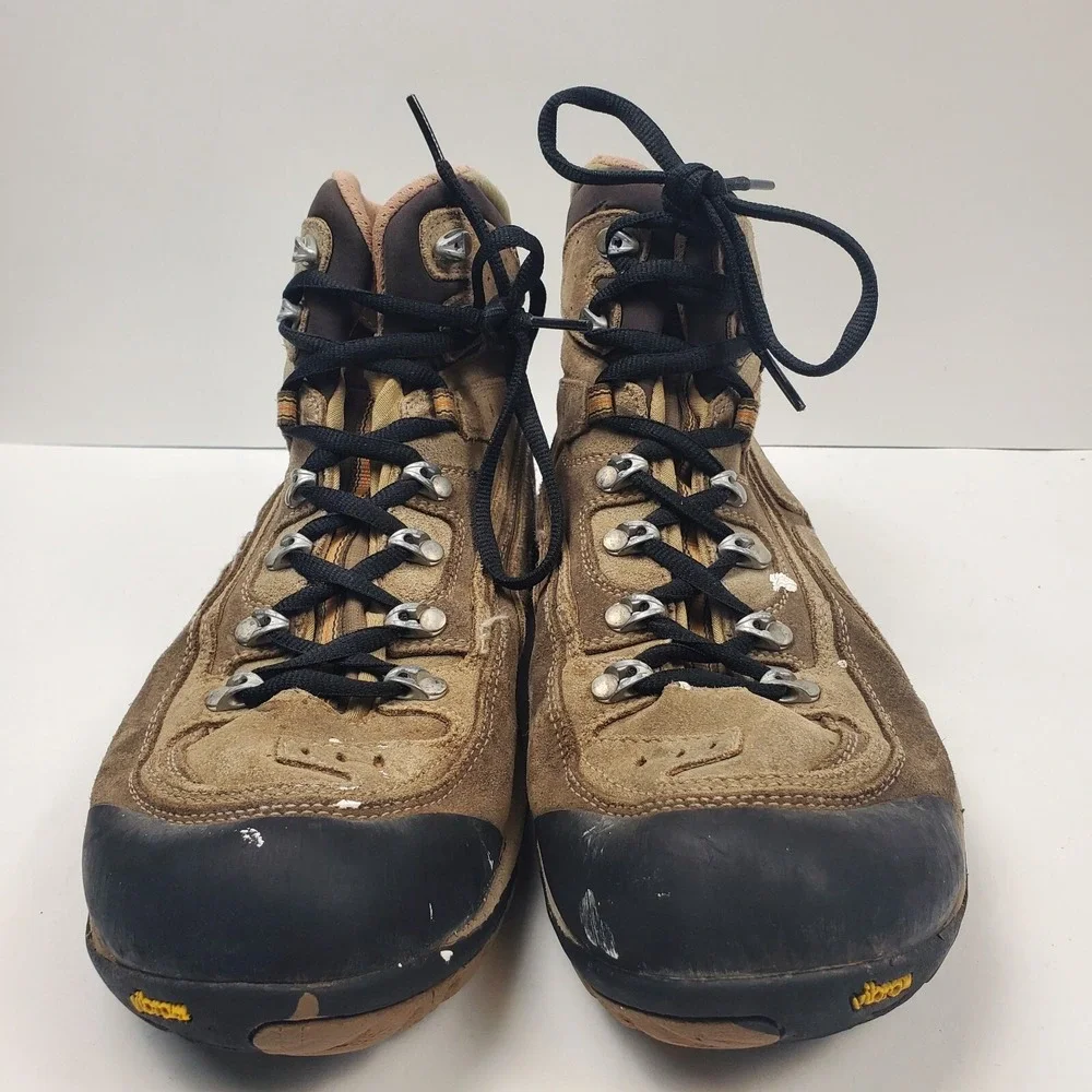 Asolo Hiking Boots Mens 9.5‎ Brown Nubuck Leather Vibram Sole Waterproof Camping